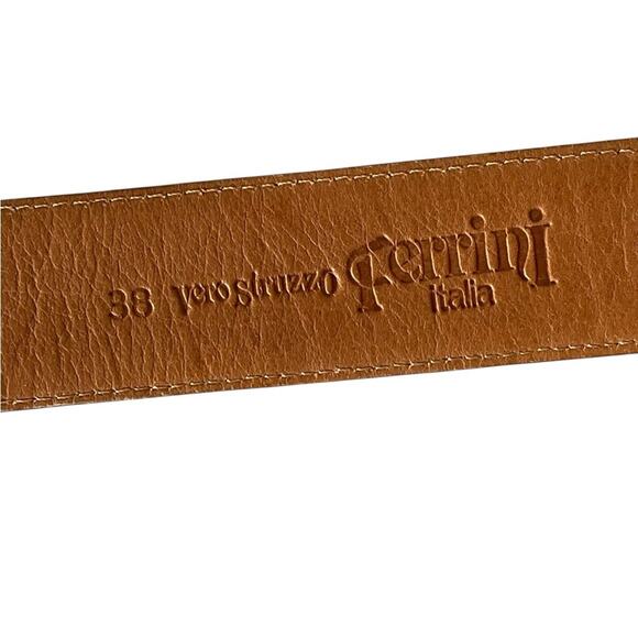 ferrini Ostrich Elegant Tan Leather Belt Size:38 - Picture 5 of 7